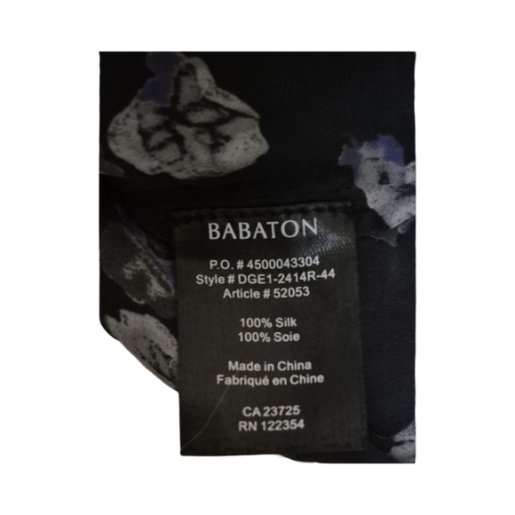 Babaton Black Sleeveless Camisole with Black Floral Design 100% Silk - Picture 4 of 6